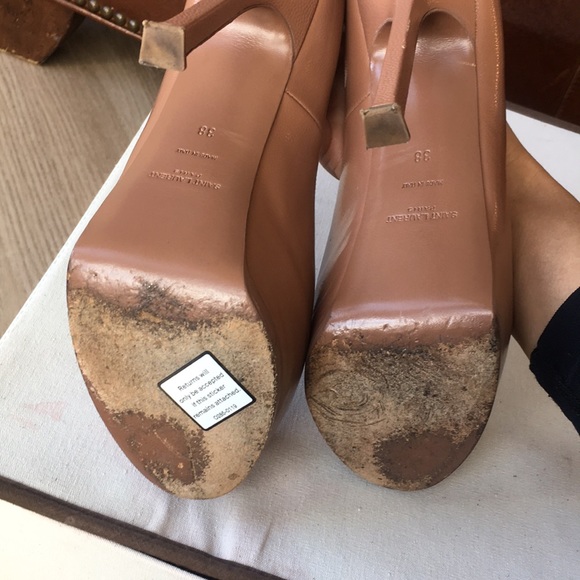 YSL TRIBTOO iconic platform heels pumps tan color - Picture 11 of 12